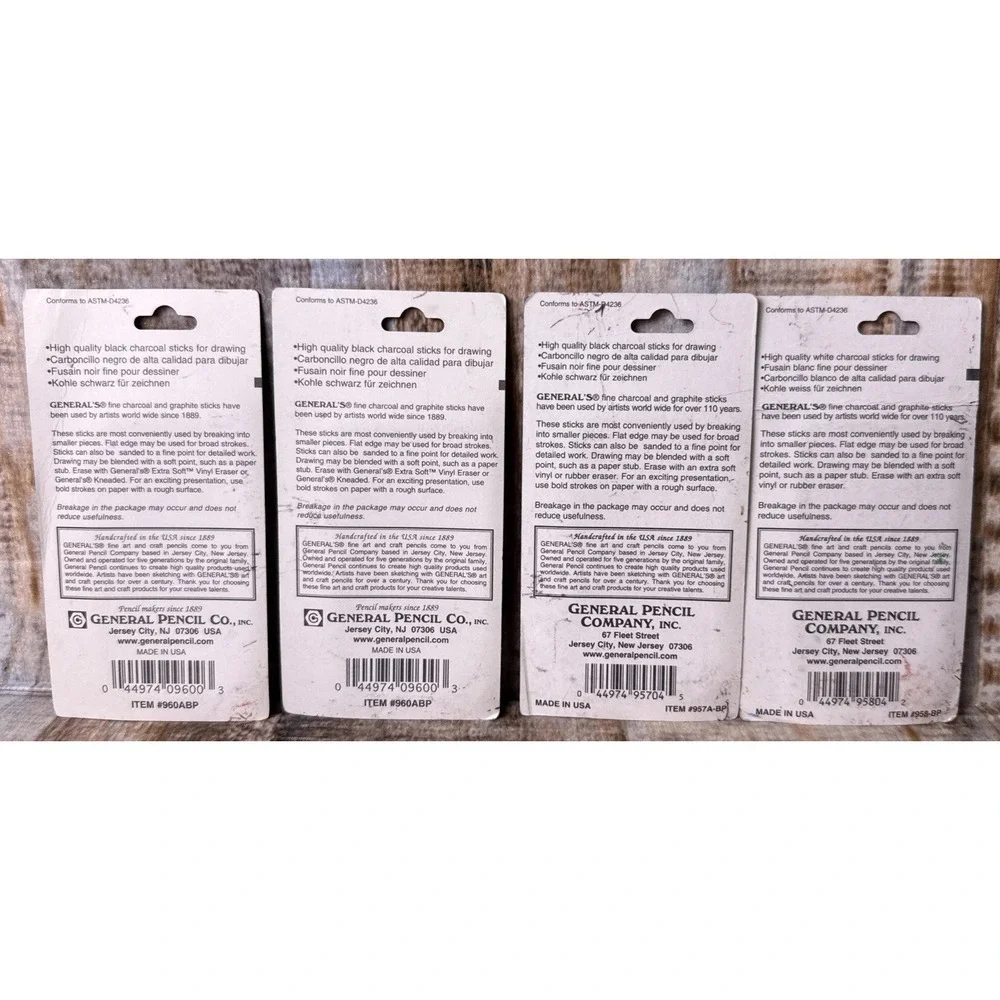 2 General Pencil 960ABP Generals Jumbo Charcoal/#957A-BP/#958-BP White